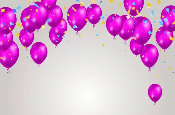 Happy Birthday Balloons Banner Background Illustration Place Text Celebration Festival — Archivo Imágenes Vectoriales