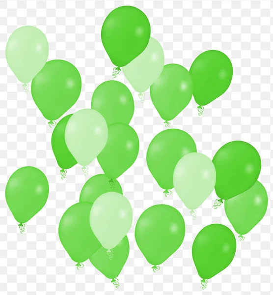 Vetor Hélio Realista Balões Cor Verde Feliz Aniversário Fundo Transparente —  Vetores de Stock