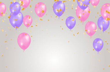 Mutlu Yıllar Balonlar Sancak Arkaplan İllüstrasyonu Metin, Kutlama, festival, bayrak, kart, poster.