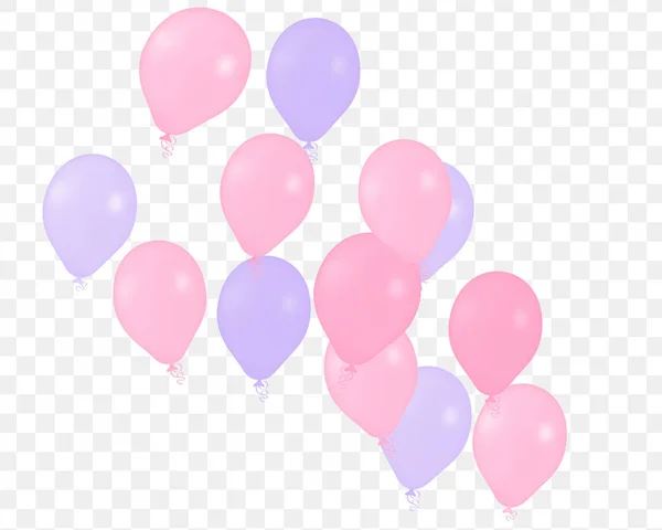 Balões Vetor Hélio Realista Cor Rosa Feliz Aniversário Fundo Transparente —  Vetores de Stock