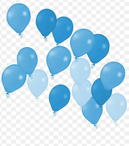 Balões Vetor Hélio Realista Azul Cor Feliz Aniversário Fundo Transparente —  Vetores de Stock