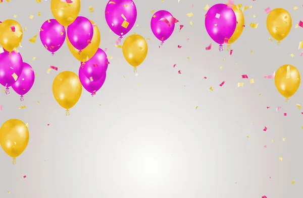 Happy Birthday Balloons Banner Background Illustration Place Text Celebration Festival — Διανυσματικό Αρχείο