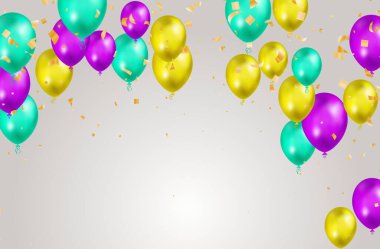 Mutlu Yıllar Balonlar Sancak Arkaplan İllüstrasyonu Metin, Kutlama, festival, bayrak, kart, poster.