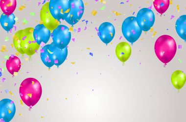 Mutlu Yıllar Balonlar Sancak Arkaplan İllüstrasyonu Metin, Kutlama, festival, bayrak, kart, poster.