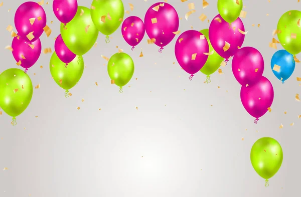 Happy Birthday Balloons Banner Background Illustration Place Text Celebration Festival — Stockvektor