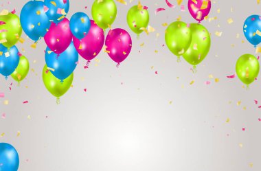 Mutlu Yıllar Balonlar Sancak Arkaplan İllüstrasyonu Metin, Kutlama, festival, bayrak, kart, poster.