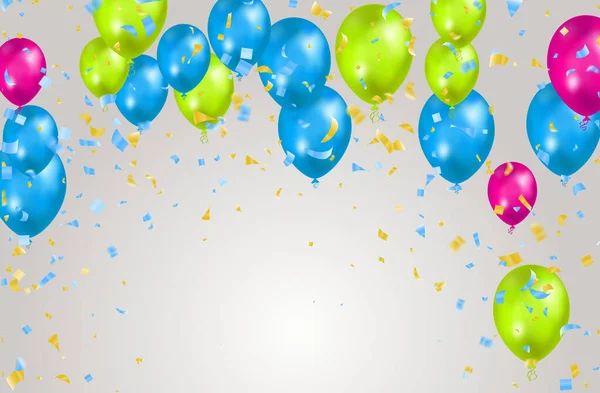 Feliz Cumpleaños Globos Banner Fondo Ilustración Lugar Para Texto Celebración — Archivo Imágenes Vectoriales