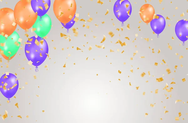 Feliz Cumpleaños Globos Banner Fondo Ilustración Lugar Para Texto Celebración — Archivo Imágenes Vectoriales