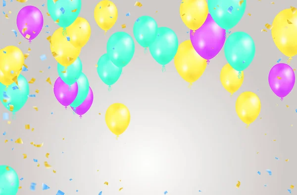Happy Birthday Balloons Banner Background Illustration Place Text Celebration Festival — стоковый вектор