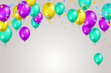 Mutlu Yıllar Balonlar Sancak Arkaplan İllüstrasyonu Metin, Kutlama, festival, bayrak, kart, poster.