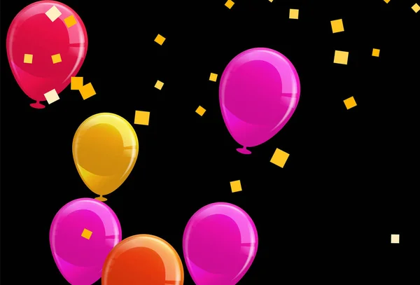 Ballons Joyeux Anniversaire Coloré Volant Pour Fête Les Célébrations Avec — Image vectorielle