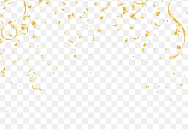 Falling Shiny Golden Confetti Isolated Transparent Background Vip Flying Sparkle — Vector de stock