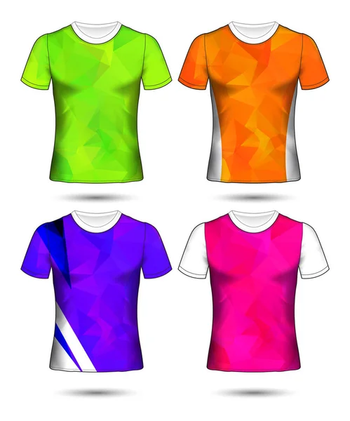 Plantillas Camiseta Colección Geométrica Abstracta Diferentes Colores Mosaico Poligonal — Vector de stock