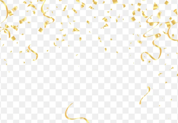 Falling Shiny Golden Confetti Isolated Transparent Background Vip Flying Sparkle — Stock vektor