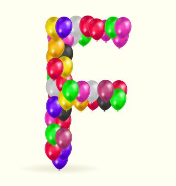 F Harfi Balonları logo vektör tasarım şablonu çeşitliliği