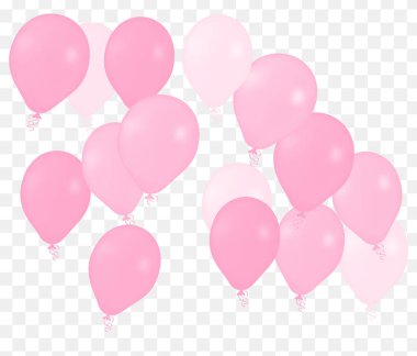 Gerçekçi Helium Vektör Balonları Pembe Doğum günün kutlu olsun, şeffaf arkaplan Yeni Yıl Partisi Dekorasyonu. Hava Helium Balonları. Kutlama,
