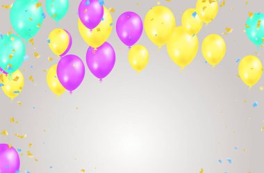 Mutlu Yıllar Balonlar Sancak Arkaplan İllüstrasyonu Metin, Kutlama, festival, bayrak, kart, poster.