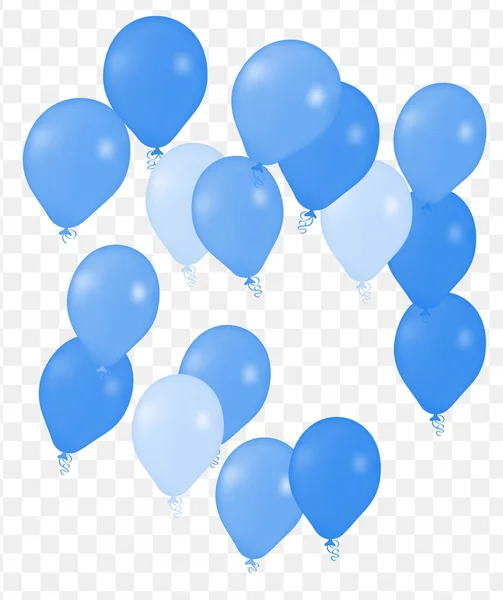 Realistyczne Balony Wektorowe Helium Niebieski Kolor Happy Birthday Przejrzystym Tle — Wektor stockowy