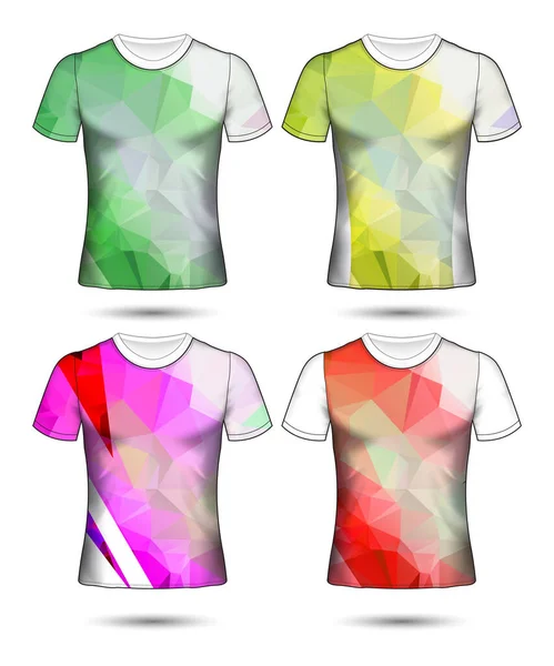 Plantillas Camiseta Colección Geométrica Abstracta Diferentes Colores Mosaico Poligonal — Vector de stock