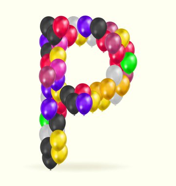 Letter P Balloons variety of colors logo vector design template