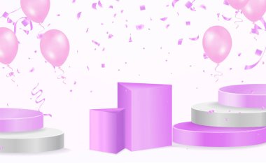 cylinder pedestal . Geometric platform. Abstract pastel minimal wall scene. Semi circle backdrop. Vector rendering 3d geometric shape for product display presentation.