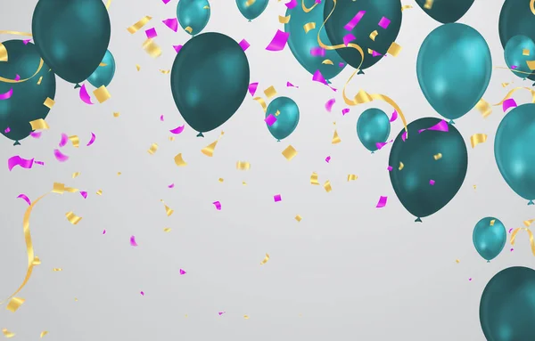 Fliegende Vektor Festballons Glänzen Mit Hochglanzballons Für Den Urlaub Mit — Stockvektor