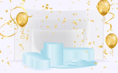 cylinder pedestal . Geometric platform. Abstract pastel minimal wall scene. Semi circle backdrop. Vector rendering 3d geometric shape for product display presentation.