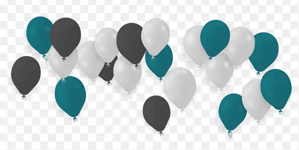 Realistic Colorful Helium Balloons Isolated Background Party Decoration Frame Birthday — Image vectorielle