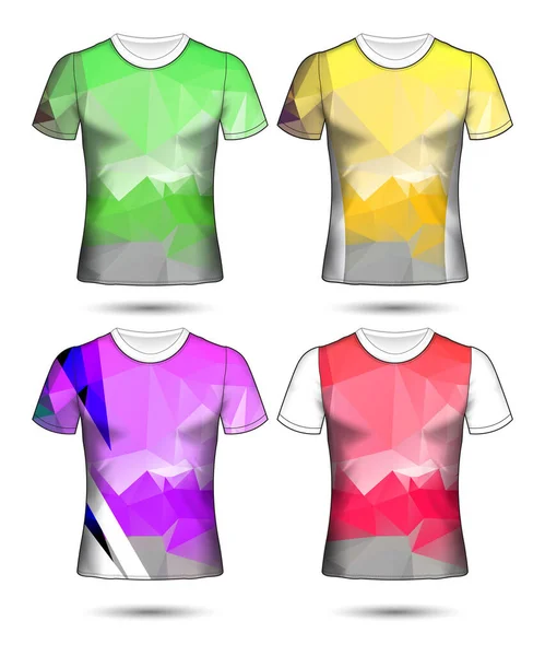 Plantillas Camiseta Colección Geométrica Abstracta Diferentes Colores Mosaico Poligonal — Vector de stock