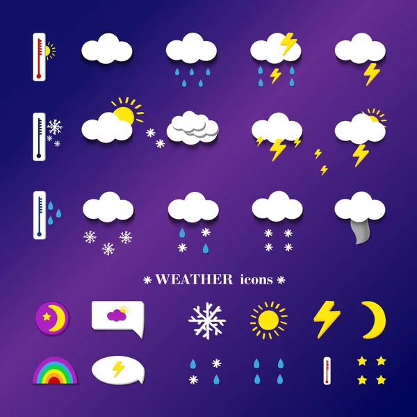 Icone Meteo Impostate Sfondo Trasparente Illustrazione Vettoriale Nuvole Bianche Rugiada — Vettoriale Stock