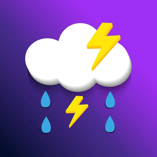 De icoon vector is een wolk met onweer en regen. Modieus gebruikersinterface ontwerp met realistisch weerpictogram. realistisch 3D-pictogram voor website, mobiele applicatie — Stockvector