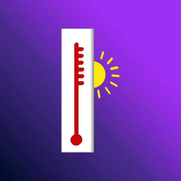 The icon of the heat thermometer with the sun is a vector symbol for measuring temperature, cold, weather illustration — Stock Vector