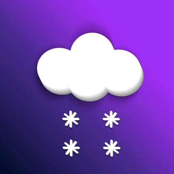 Realisztikus időjárás ikon - A felhő a hó. Illusztráció lila alapon — Stock Vector