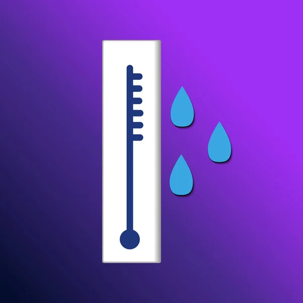 Thermometer met regendruppels icoon vector. Eenvoudige thermometer teken — Stockvector