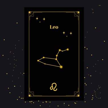 Leo İşaretleri, Zodiac Geçmişi. Takımyıldızı ile bir yıldız galaksisinin ortasındaki güzel vektör resimleri