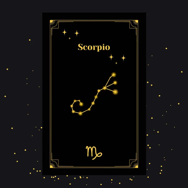 Scorpio Signs, Zodiac Background Чудові векторні зображення в центрі зоряної галактики з сузір "ям. — стоковий вектор