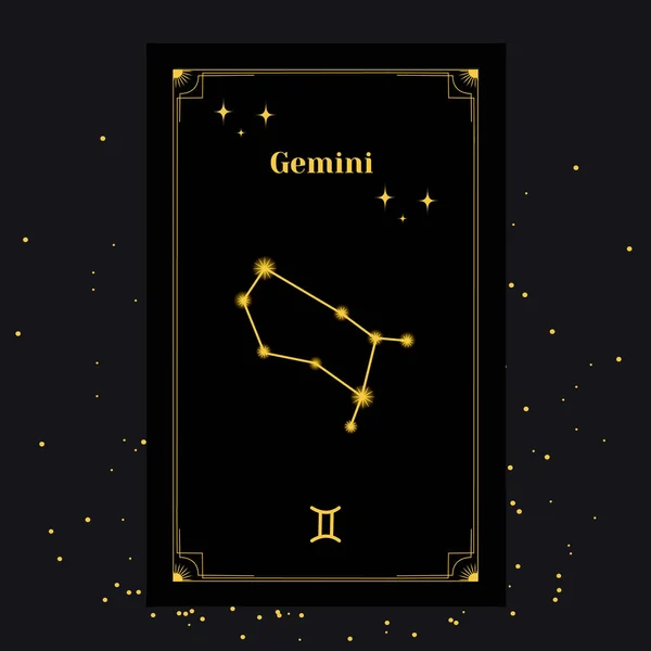 Tweelingen, Zodiac achtergrond. Prachtige vectorbeelden in het midden van een sterrenstelsel met het sterrenbeeld — Stockvector
