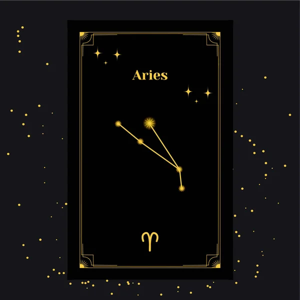 Aries Signs, Zodiac Background. Beautiful vector images in the middle of a stellar galaxy with the constellation — Stock Vector
