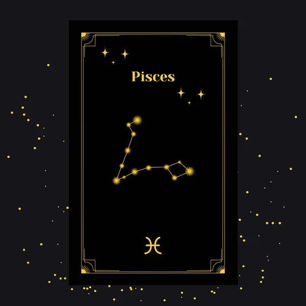 Vissen tekens, Zodiac achtergrond. Prachtige vectorbeelden in het midden van een sterrenstelsel met het sterrenbeeld — Stockvector
