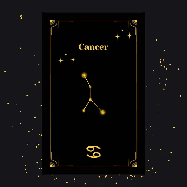 Cancer Signs, Zodiac Background. Lindas imagens vetoriais no meio de uma galáxia estelar com a constelação —  Vetores de Stock