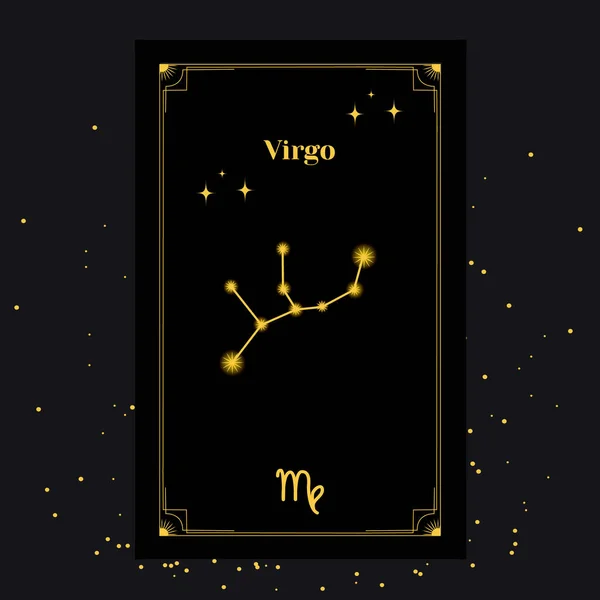 Virgo Signs, Zodiac Background. Beautiful vector images in the middle of a stellar galaxy with the constellation — Stock Vector