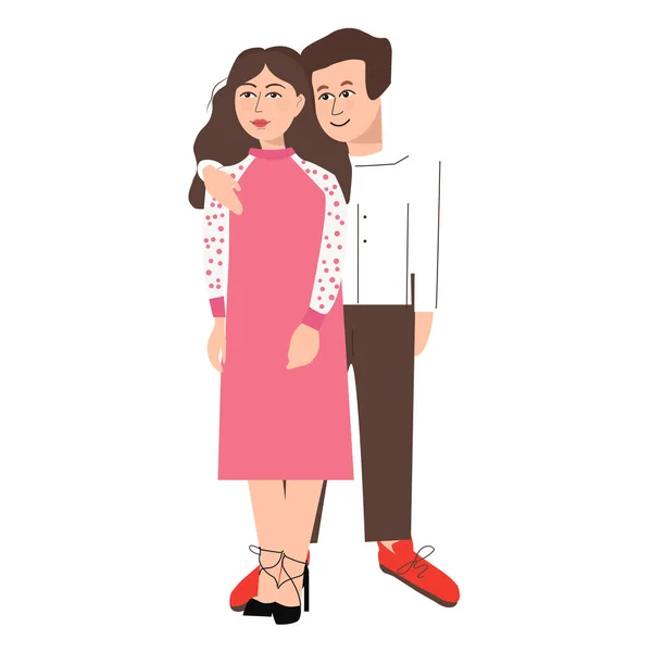 Hombre y mujer abrazándose amorosamente vector ilustración — Vector de stock