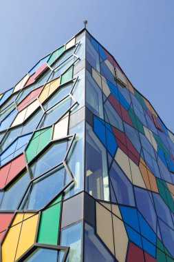 Hanley-Stoke-on-Trent, Staffordshire-United Kingdom April 24,2022 Smithfield one building honeycombed shaped multi coloured glass windows