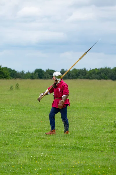 Tatton Park Knutsford Cheshire Egyesült Királyság Június 2016 Harc Rekonstruálás — Stock Fotó