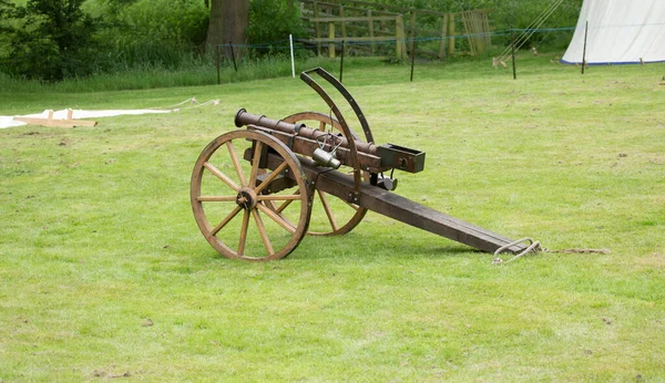 English Civil War Cannon Wooden Wheels Steel Barrel — Stock Photo, Image