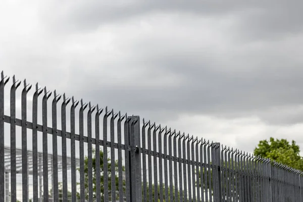 Galvanized Steel Palisade Fence Border Property — Fotografia de Stock