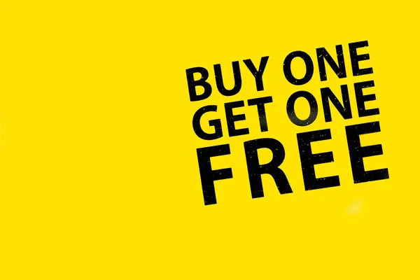 buy one get one free black text on yellow background