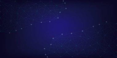 Geometrik Grafik Bağlantı Arkaplanı. Çizgiler Noktalar Vektör İllüstrasyonu. Fütürist Dijital Ağ Kavramı
