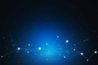 Geometrik Grafik Bağlantı Arkaplanı. Çizgiler ve Noktalar Vektör İllüstrasyonu. Fütürist Dijital Ağ Kavramı