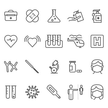 tıbbi faz ana hatları simgeler, vektör illüstrasyonu